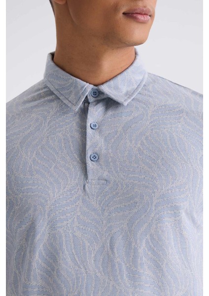 Mavi Slim Fit Desenli Gömlek Yaka T-Shirt modelleri