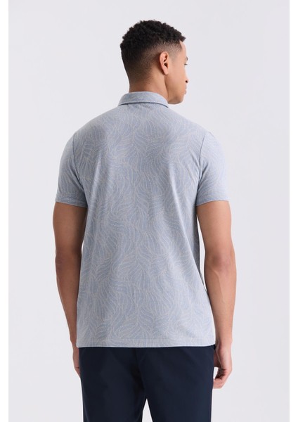 Mavi Slim Fit Desenli Gömlek Yaka T-Shirt fırsatları