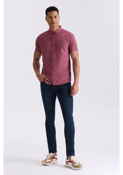 Bordo Slim Fit Gömlek Yaka T- Shirt fiyatları