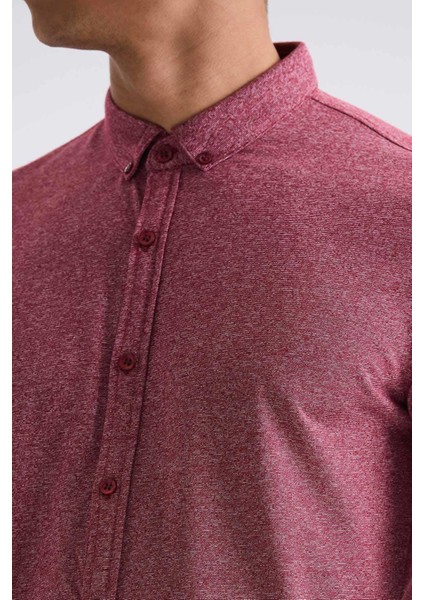 Bordo Slim Fit Gömlek Yaka T- Shirt modelleri