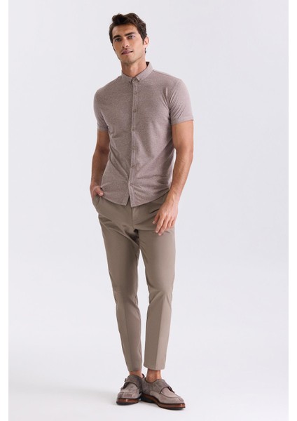 Bej Slim Fit Gömlek Yaka T- Shirt fiyatları