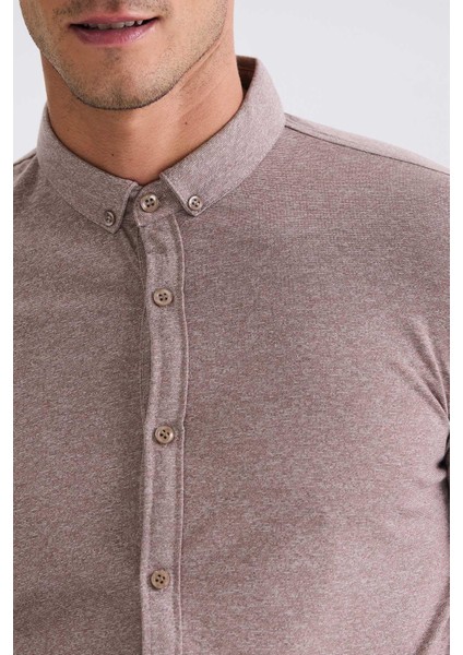 Bej Slim Fit Gömlek Yaka T- Shirt fırsatları