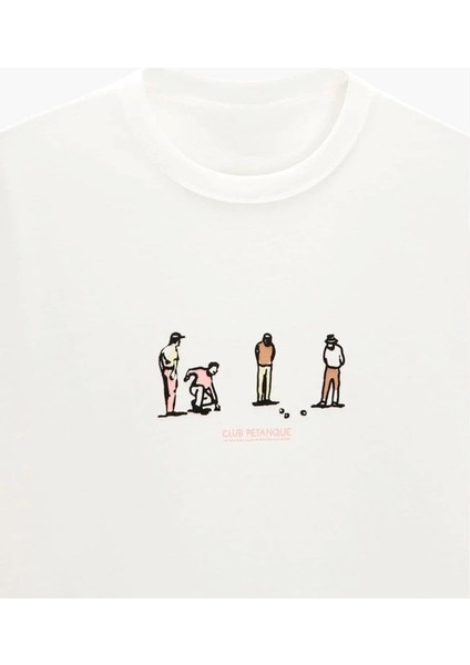Bisiklet Yaka Club Petanque Baskılı Oversize Erkek T-Shirt fiyatları