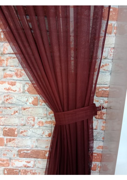 Tül Fon Perde Bordo Renk 1/3 Sık Pileli Dikim modelleri