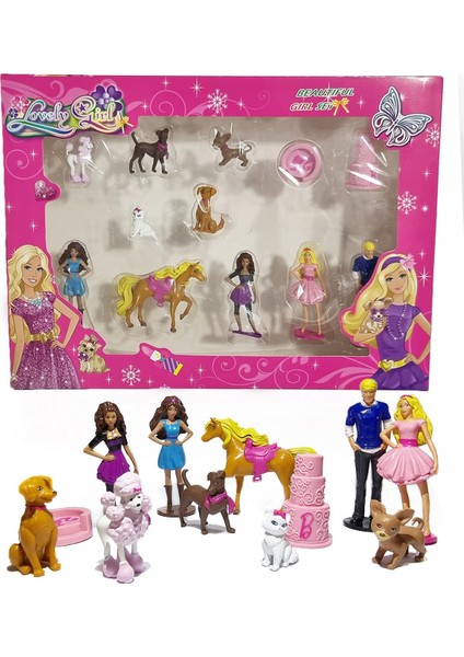 Masho Trend 12 Parça Barbie Figür Seti - Barbie Karakter Seti Barbie Ken Figür Kız Figür Oyuncak Evcilik Oyuncak