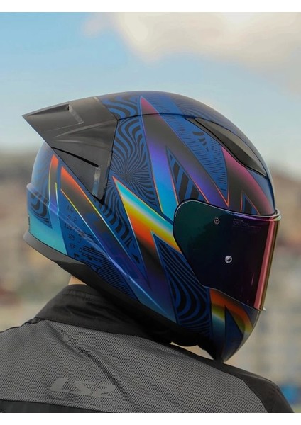 Rapıd 2 Race Optik Kask+Gökkuşağı Cam+Spoıler (Şeffaf+Gökkuşağı Cam)