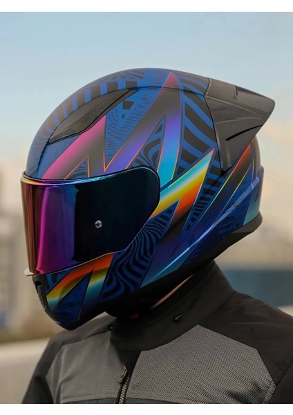 Rapıd 2 Race Optik Kask+Gökkuşağı Cam+Spoıler (Şeffaf+Gökkuşağı Cam)