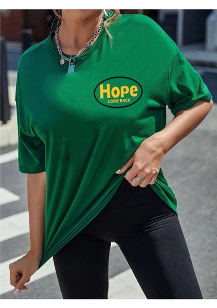 Logo Baskılı Yeşil Tişört Hope