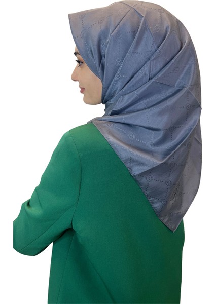 Jakarlı Monogram Eşarp, Piramit Monogram, Desenli Eşarp 01009