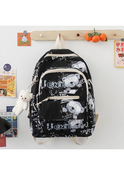 Öğrenci Okul Çantası 2022 Kore Yeni Büyük Kapasiteli Grafiti Gelgit Serin Rahat Sırt Çantası (Yurt Dışından)