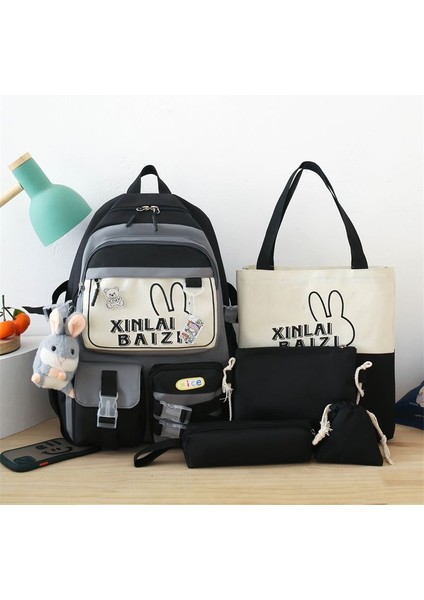 Ilkokul Öğrencisi Okul Çantası Kadın Büyük Kapasiteli Ortaokul Öğrencisi Kampüsü Sevimli Beş Parçalı Sırt Çantası (Yurt Dışından)