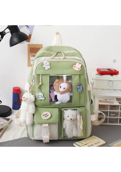 Kız Okul Çantası Tüm Maç Ortaokul Öğrencileri Sevimli Sırt Çantası Büyük Kapasiteli Beş Parçalı Sırt Çantası Kız (Yurt Dışından)