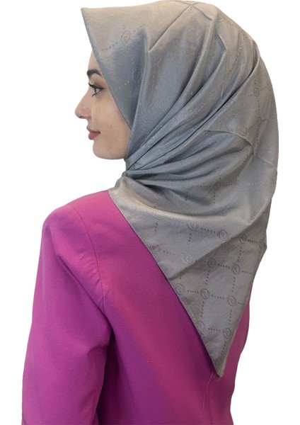 Jakarlı Monogram Eşarp, Piramit Monogram, Desenli Eşarp 01009