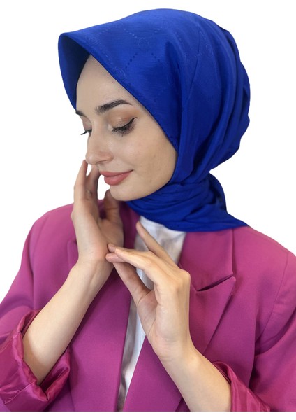 Jakarlı Monogram Eşarp, Piramit Monogram, Desenli Eşarp 01009