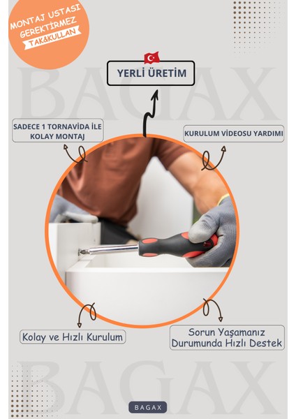 Karatay Model, Beyaz Üstü Çam Renk, 156 cm Petek Kaplama, Dresuar