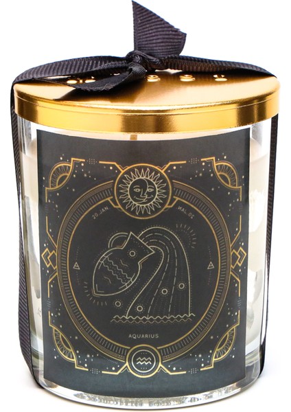 Kapaklı Kova Burcu Kokulu Vegan Mum(140 gr)