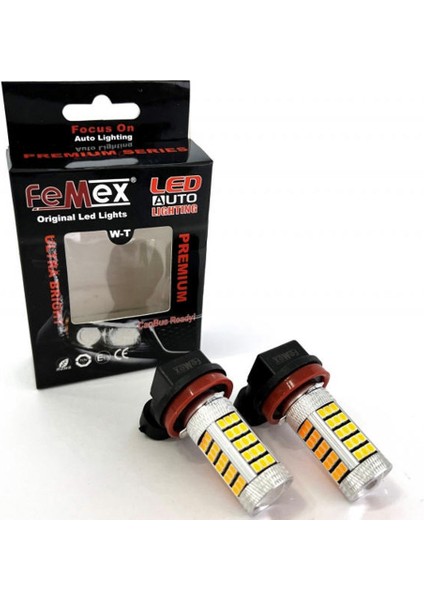 Eco H9 Sis Farı LED Ampul 66 Ledli Mercekli Turuncu 2ADET