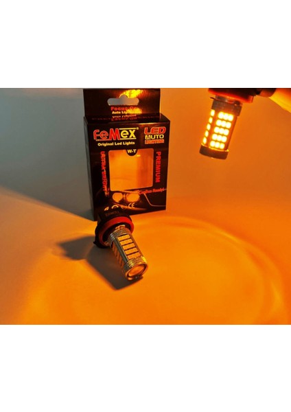 Eco H9 Sis Farı LED Ampul 66 Ledli Mercekli Turuncu 2ADET