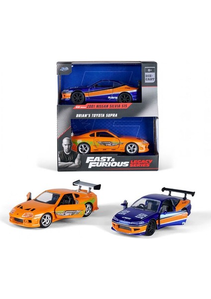 Jada 1/32 Ölçek 2'li Fast And Furious Set - 2001 Nissan Silvia S15 & Brian's Toyota Supra (Hızlı ve Öfkeli)