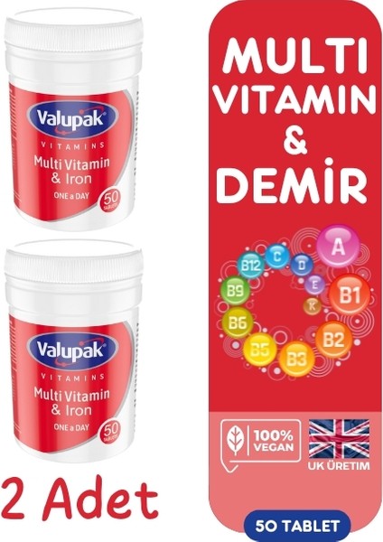 Multivitamin ve Demir 50 Tablet 2 Adet