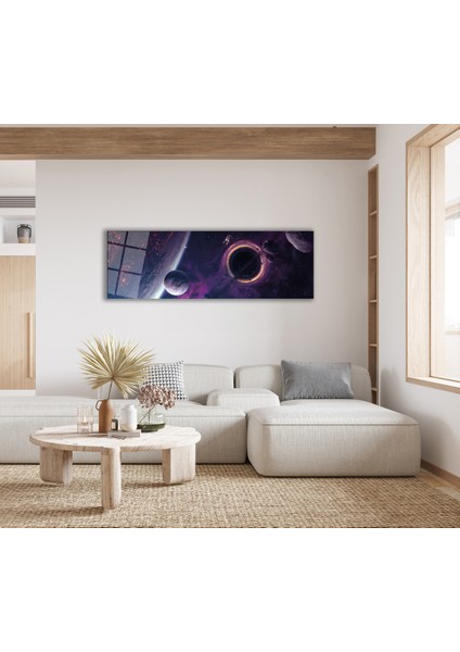 Uzay ve Gezegenler Manzara Panoramik Cam Tablo, Modern Ev Ofis Yatak Odası Duvar Dekoru, Hediyelik