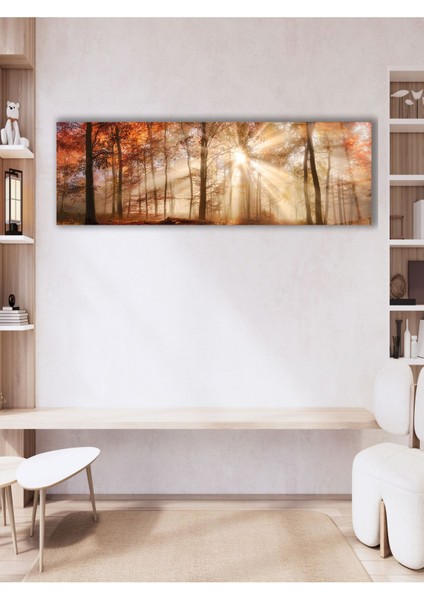 Orman Ağaçlar Panoramik Cam Tablo, Modern Ev Ofis Yatak Odası Duvar Dekoru, Hediyelik Tablo