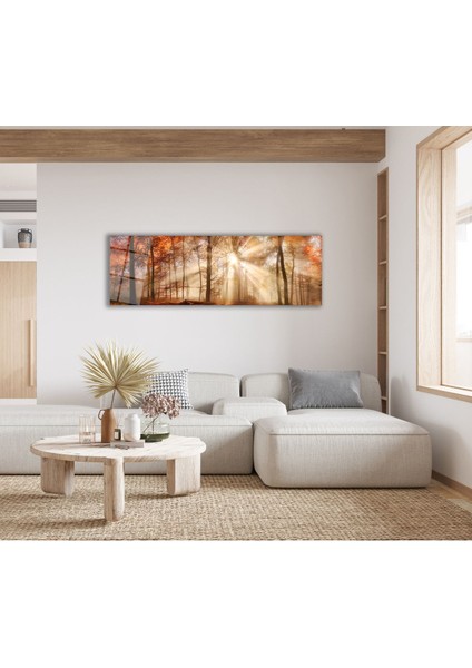 Orman Ağaçlar Panoramik Cam Tablo, Modern Ev Ofis Yatak Odası Duvar Dekoru, Hediyelik Tablo modelleri