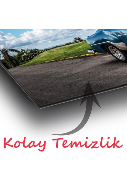 Klasik Araba Panoramik Cam Tablo, Modern Ev Ofis Yatak Odası Duvar Dekoru, Hediyelik Tablo
