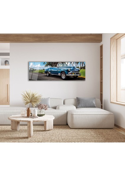 Klasik Araba Panoramik Cam Tablo, Modern Ev Ofis Yatak Odası Duvar Dekoru, Hediyelik Tablo