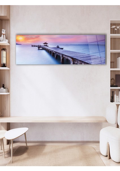 Deniz Manzara Panoramik Cam Tablo, Soyut Modern Ev Ofis Yatak Odası Duvar Dekoru, Hediyelik Tablo