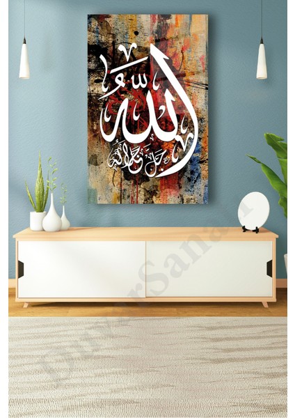 Allah Islami Kaligrafi Cam Tablo Dini Modern Ev Ofis Salon Hediyelik Büyük Tablo