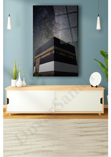 Kabe Kutsal Topraklar Islami Dikey Cam Tablo Dini Modern Ev Ofis Salon Hediyelik Büyük Tablo