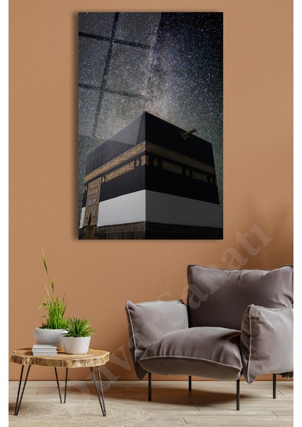Kabe Kutsal Topraklar Islami Dikey Cam Tablo Dini Modern Ev Ofis Salon Hediyelik Büyük Tablo