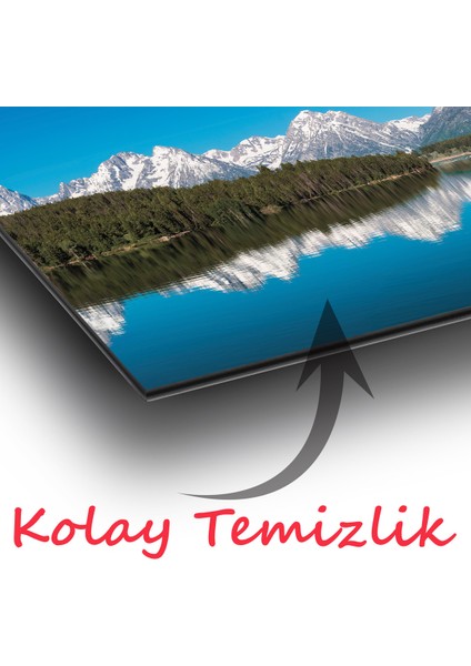 Manzara Dağ ve Göl Panoramik Cam Tablo, Modern Ev Ofis Yatak Odası Duvar Dekoru, Hediyelik Cam