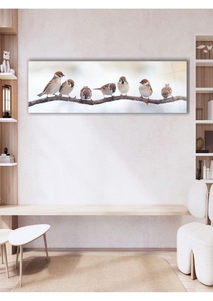 Serçe Kuşları Panoramik Cam Tablo, Modern Ev Ofis Yatak Odası Duvar Dekoru, Hediyelik Tablo indirimleri