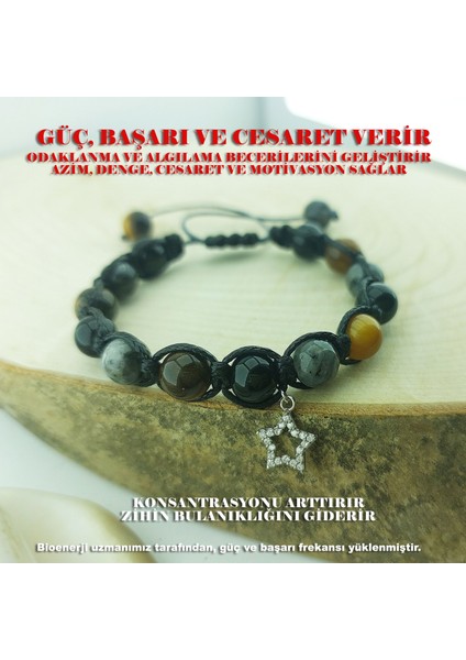 925 Ayar Gümüş Doğal Taşlı Güç, Başarı, Cesaret Bilekliği fiyatları