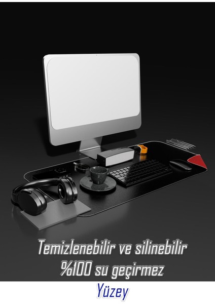 Deri Mousepad Oyuncu Matı Laptop ve Bilgisayar Uyumlu Geniş Gaming Masa Sümeni ve Mouse Pad 80X40CM