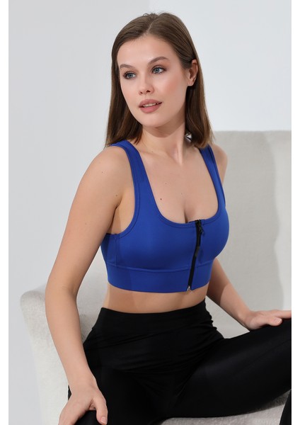 Crop Pedli Destekli Dolgulu Önü Fermuarlı Spor Sütyeni