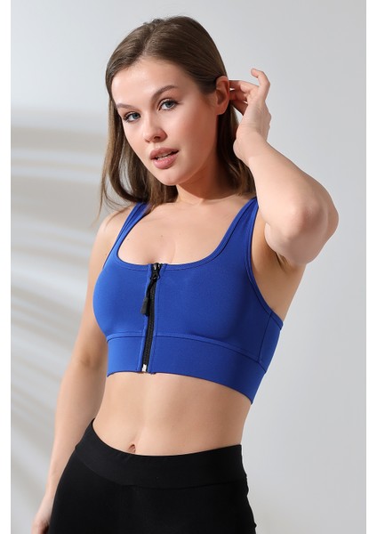 Crop Pedli Destekli Dolgulu Önü Fermuarlı Spor Sütyeni fırsatları