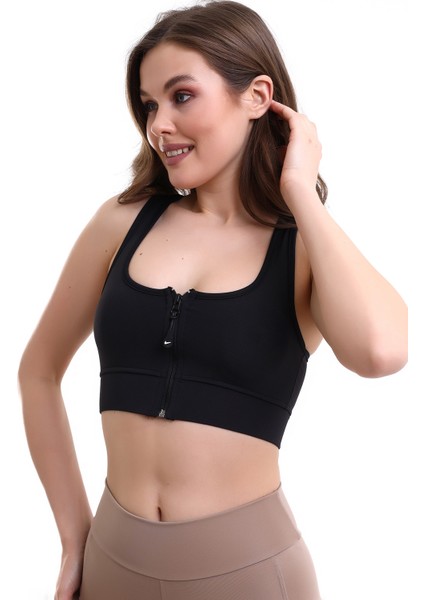 Crop Pedli Destekli Dolgulu Önü Fermuarlı Spor Sütyeni modelleri
