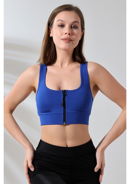 Crop Pedli Destekli Dolgulu Önü Fermuarlı Spor Sütyeni