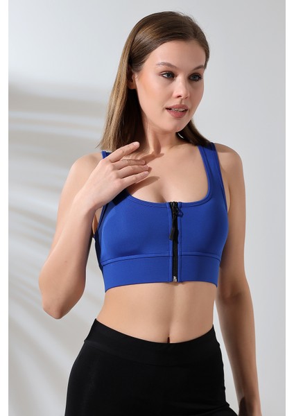 Crop Pedli Destekli Dolgulu Önü Fermuarlı Spor Sütyeni