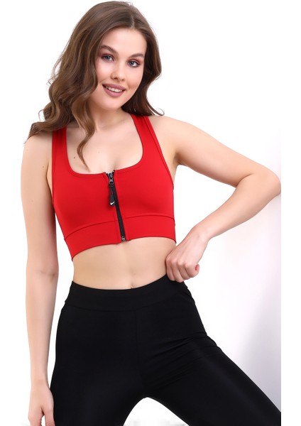 Crop Pedli Destekli Dolgulu Önü Fermuarlı Spor Sütyeni modelleri