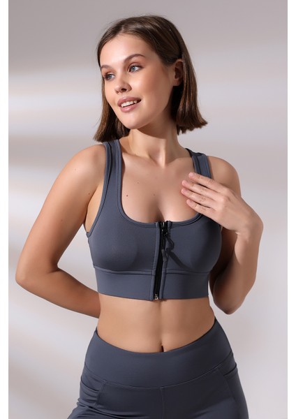 Crop Pedli Destekli Dolgulu Önü Fermuarlı Spor Sütyeni modelleri