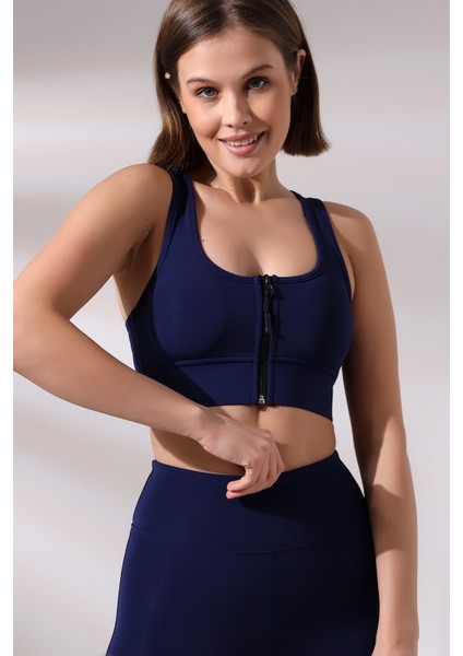 Crop Pedli Destekli Dolgulu Önü Fermuarlı Spor Sütyeni modelleri