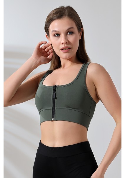 Crop Pedli Destekli Dolgulu Önü Fermuarlı Spor Sütyeni fiyatları