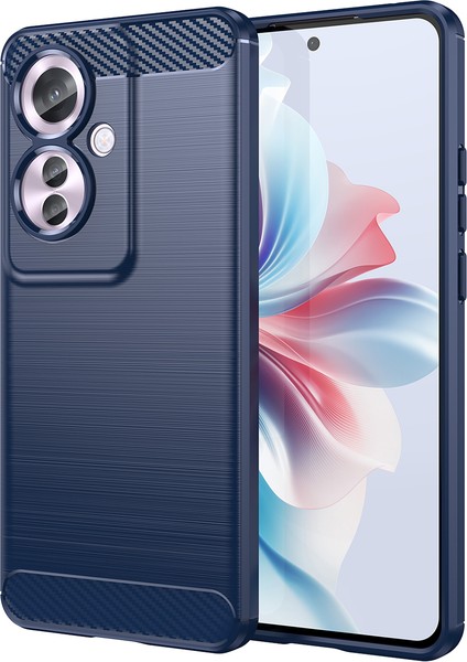 Oppo RENO11 F Için Yumuşak Karbon Fiber Fırçalanmış Tpu Telefon Kılıfı - Mavi (Yurt Dışından)