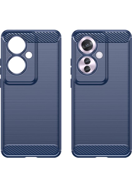 Oppo RENO11 F Için Yumuşak Karbon Fiber Fırçalanmış Tpu Telefon Kılıfı - Mavi (Yurt Dışından)