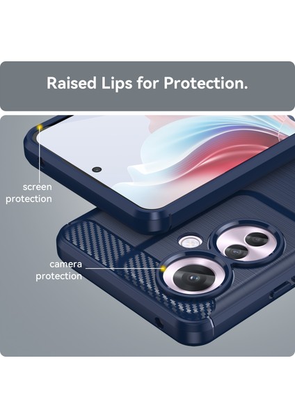 Oppo RENO11 F Için Yumuşak Karbon Fiber Fırçalanmış Tpu Telefon Kılıfı - Mavi (Yurt Dışından)