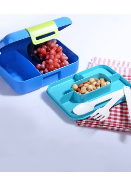 Design Kendinden Kaşıklı 5 Bölmeli 2 Katlı Beslenme Kutusu